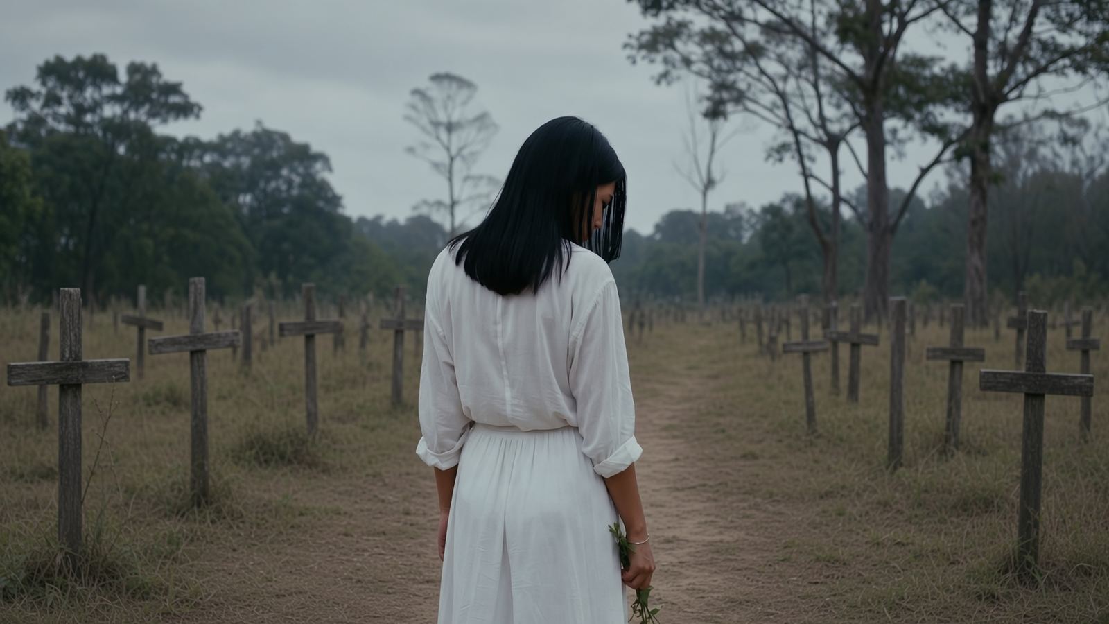 A field of wooden crosses