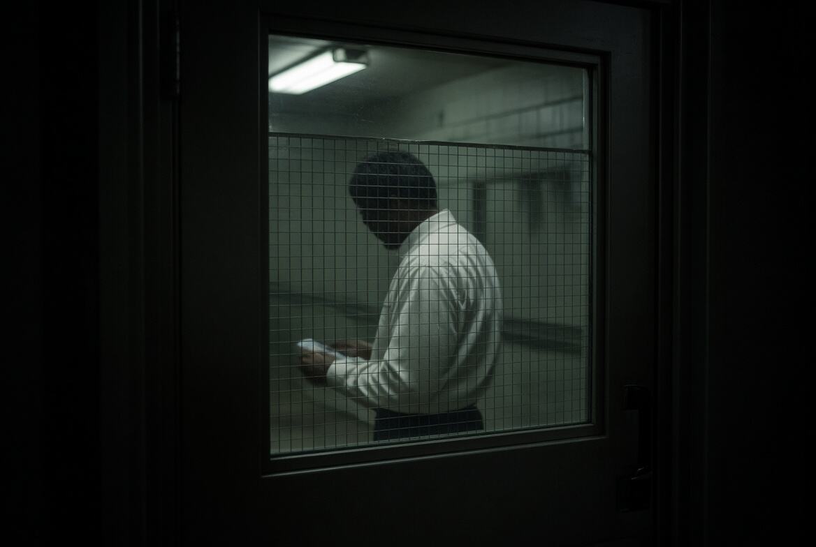 A man behind mesh